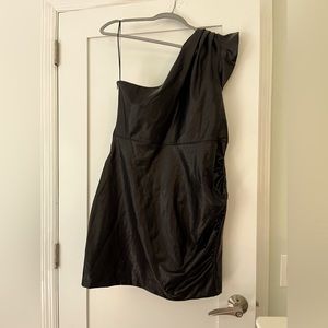 Ruched leather mini dress from express